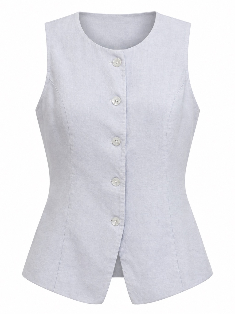 Magaschoni Tailored Linen Blend Vest Oatmeal Pale Gray Quiet Luxury Sz M